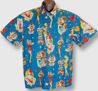 Vintage Pinup Tattoos Hawaiian shirt